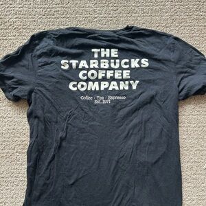 Starbucks Black Tee with Bold White Text